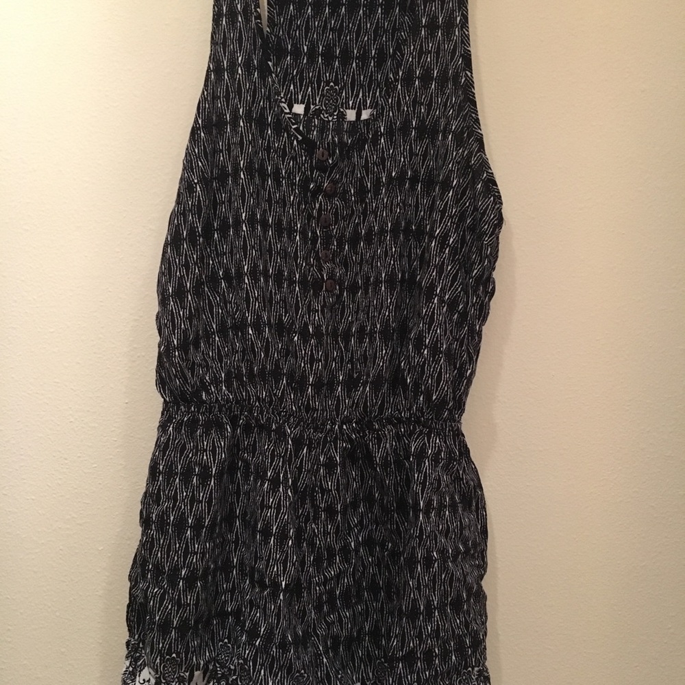 Black/White Tribal print Razorback Romper